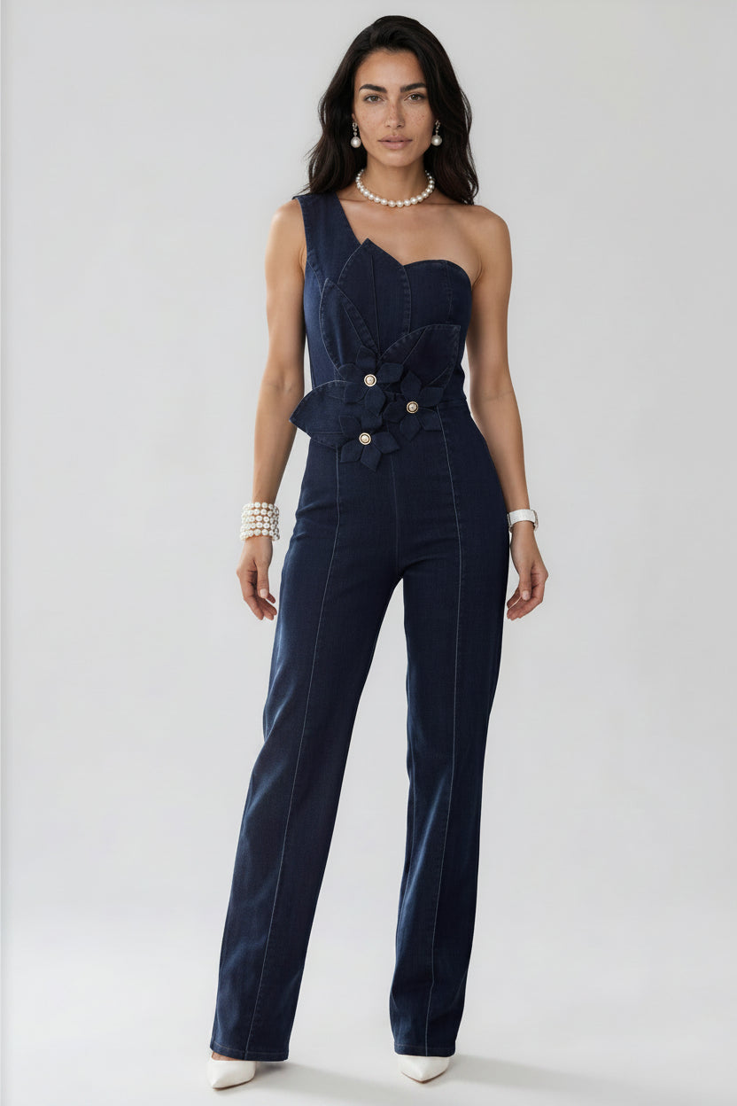 Flower Denim Jumpsuit