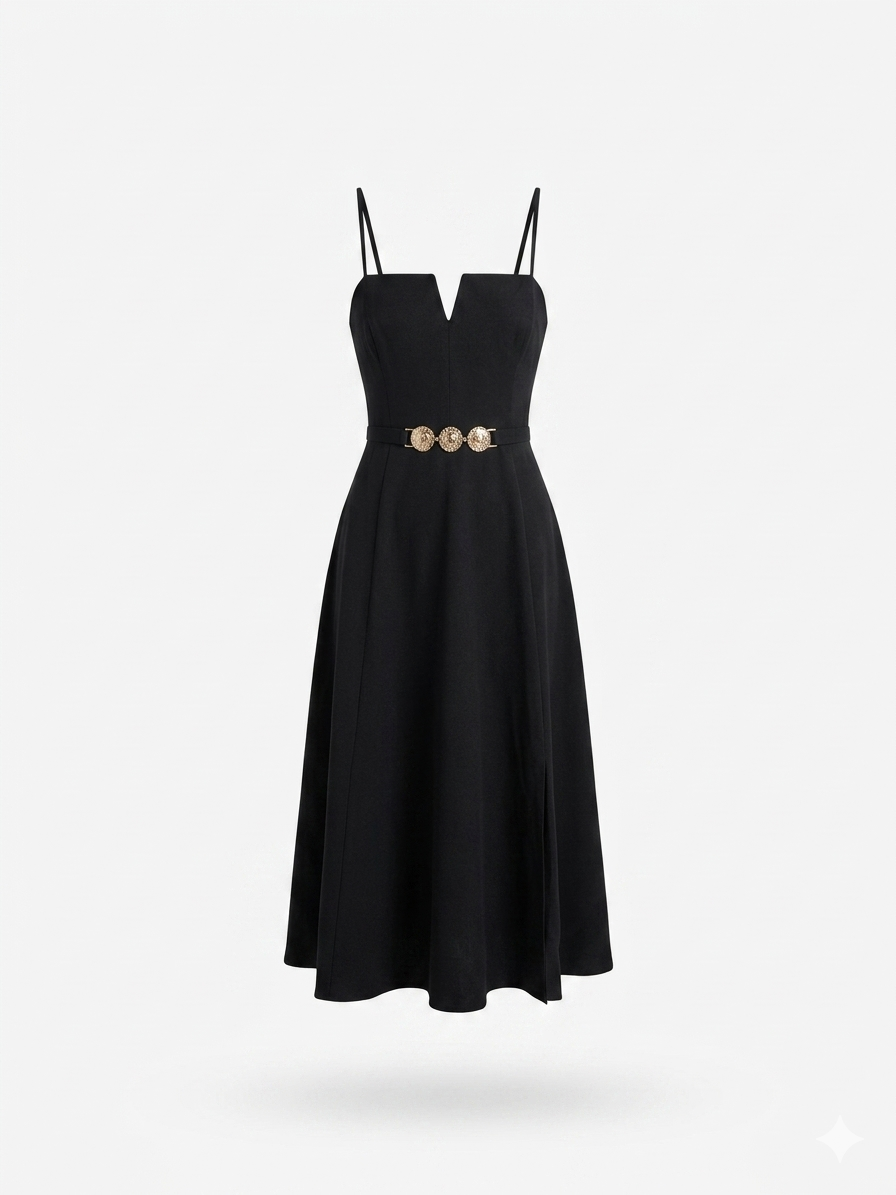 Cami Strap Waist Belt Dress