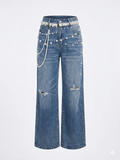 Pearled Flowers Denim Pants