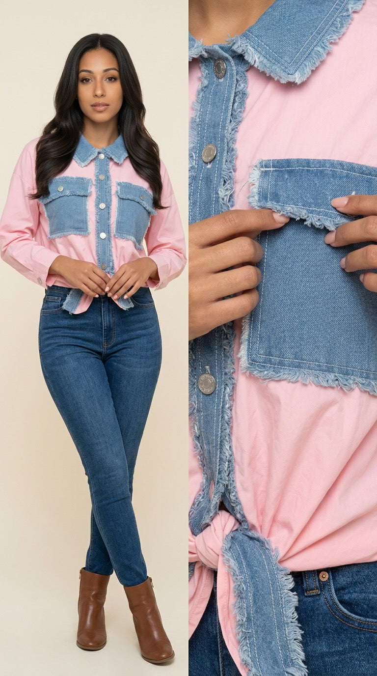 Pink and Denim Blouse