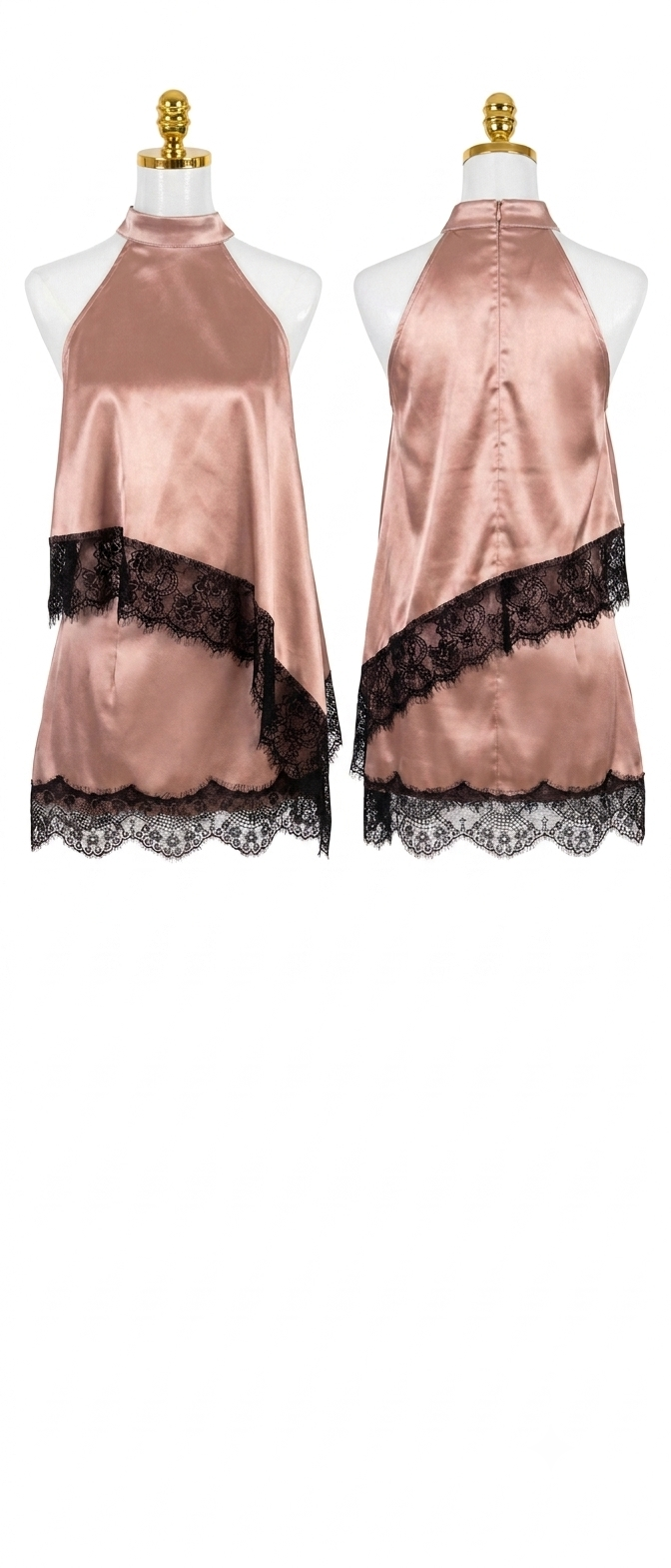 Skort Lace Asymmetric Mocha Set