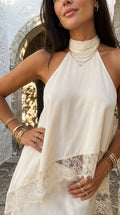 Asymmetric Lace Halter Top