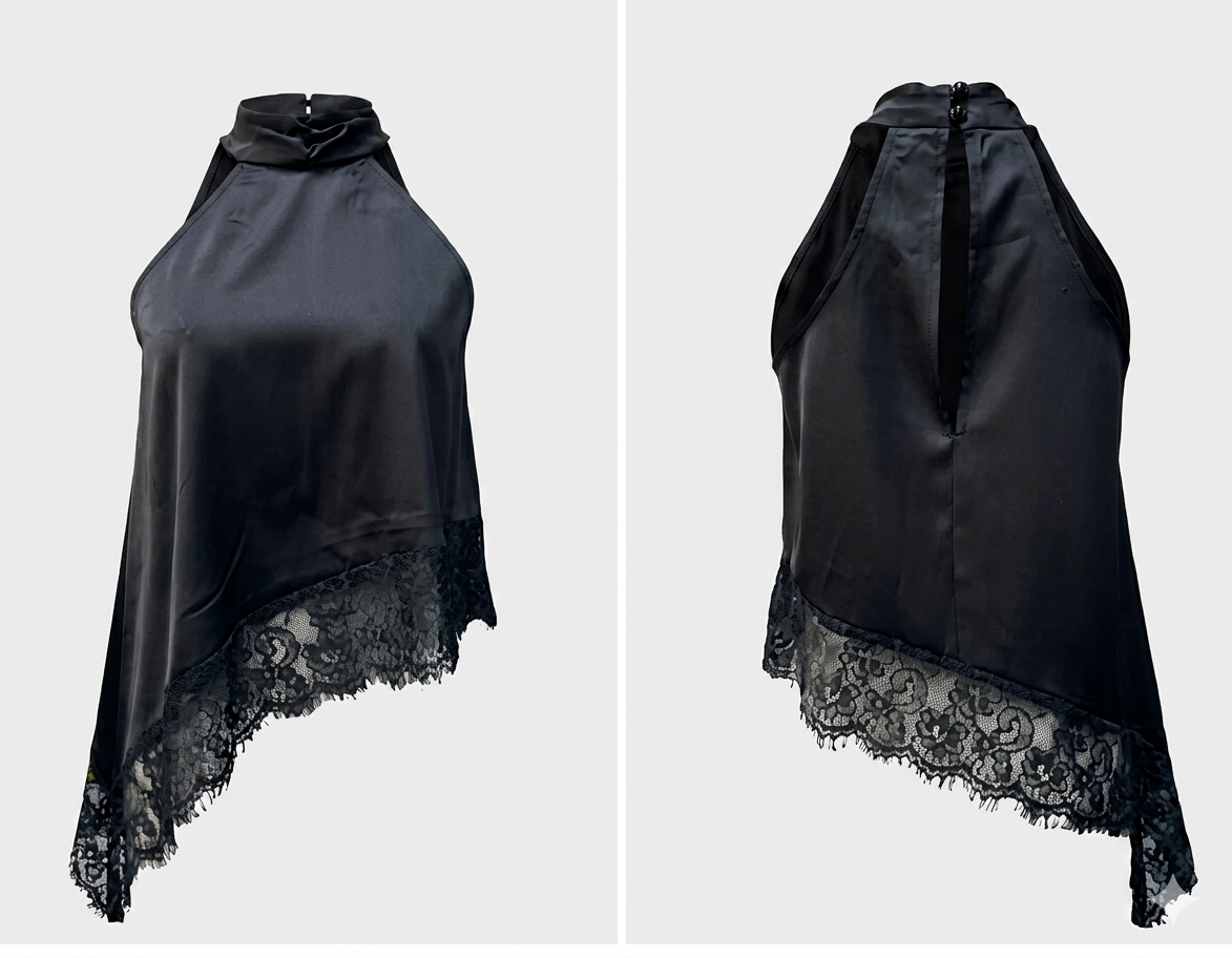 Asymmetric Lace Halter Top
